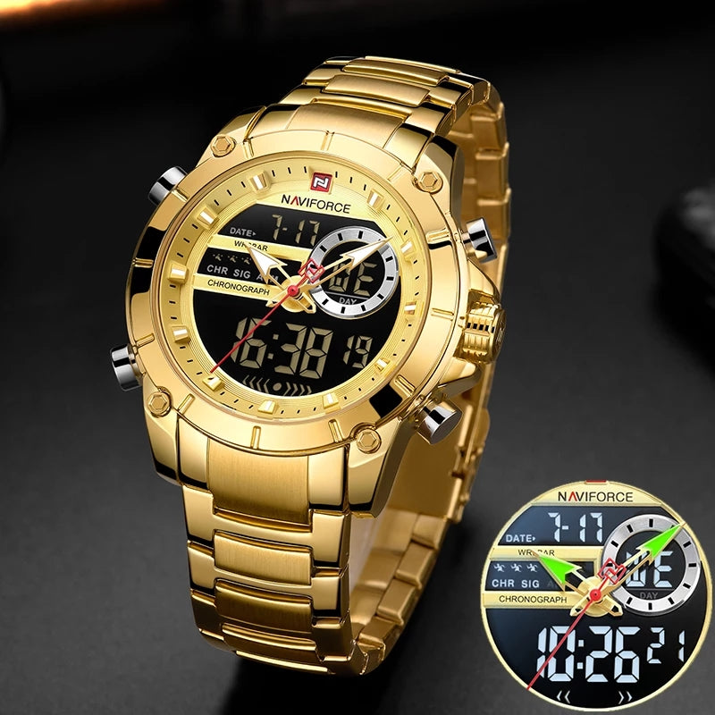 Naviforce 9163 Mens Watch Gold Superbly